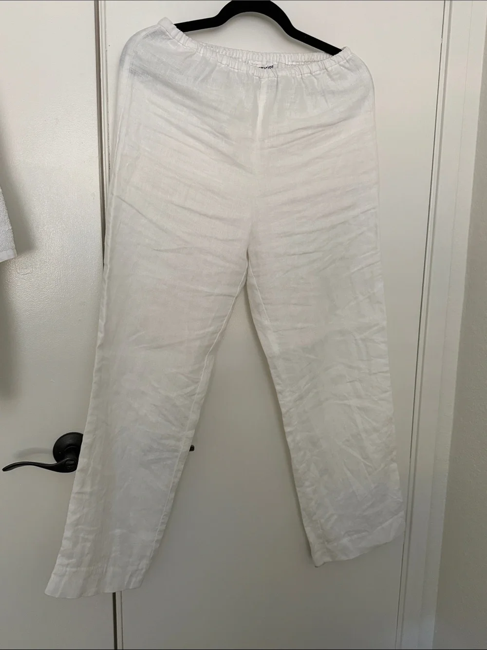Reformation White Straight-Leg Linen Blend Trousers